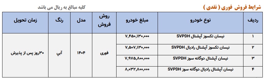 بخشنامه فروش وانت نیسان